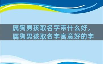 属狗男孩取名字带什么好，属狗男孩取名字寓意好的字