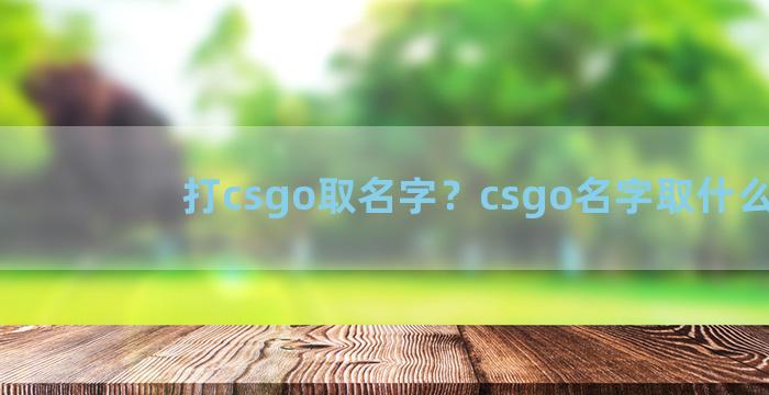 打csgo取名字？csgo名字取什么好