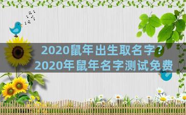 2020鼠年出生取名字？2020年鼠年名字测试免费