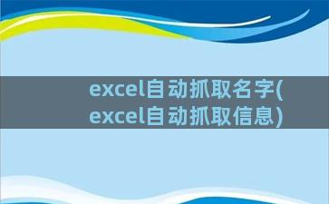 excel自动抓取名字(excel自动抓取信息)