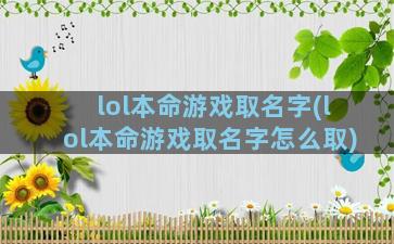 lol本命游戏取名字(lol本命游戏取名字怎么取)