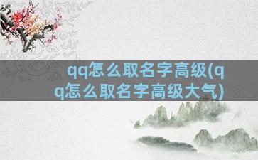 qq怎么取名字高级(qq怎么取名字高级大气)