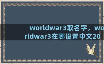 worldwar3取名字，worldwar3在哪设置中文2020