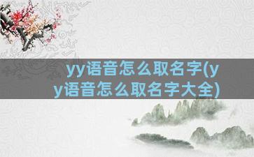 yy语音怎么取名字(yy语音怎么取名字大全)