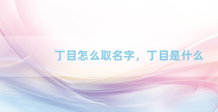 丁目怎么取名字，丁目是什么