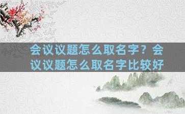 会议议题怎么取名字？会议议题怎么取名字比较好