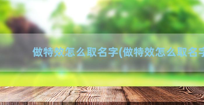 做特效怎么取名字(做特效怎么取名字好)