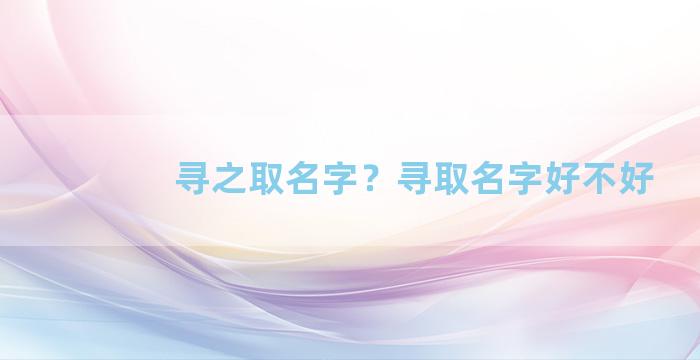 寻之取名字？寻取名字好不好