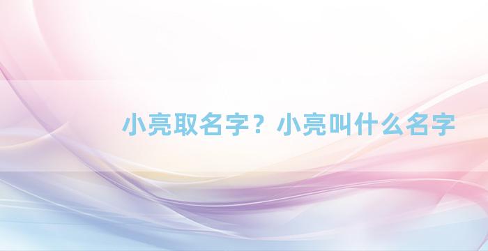 小亮取名字？小亮叫什么名字