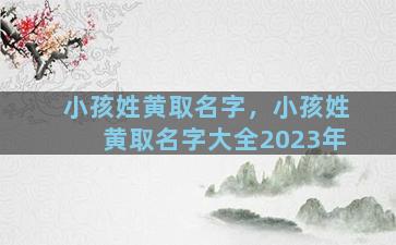 小孩姓黄取名字，小孩姓黄取名字大全2023年