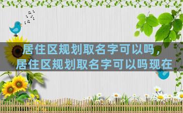 居住区规划取名字可以吗，居住区规划取名字可以吗现在