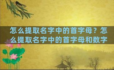 怎么提取名字中的首字母？怎么提取名字中的首字母和数字