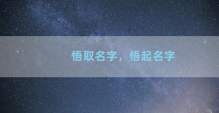 悟取名字，悟起名字