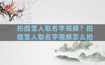 拍摄雪人取名字视频？拍摄雪人取名字视频怎么拍