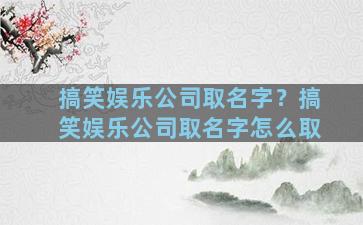 搞笑娱乐公司取名字？搞笑娱乐公司取名字怎么取