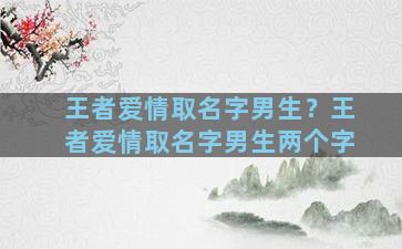 王者爱情取名字男生？王者爱情取名字男生两个字