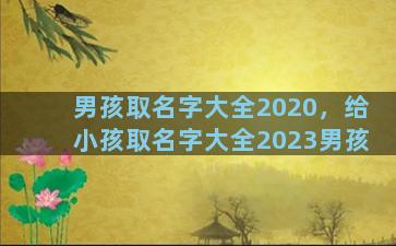 男孩取名字大全2020，给小孩取名字大全2023男孩