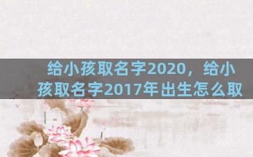 给小孩取名字2020，给小孩取名字2017年出生怎么取