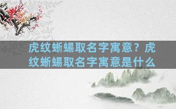 虎纹蜥蜴取名字寓意？虎纹蜥蜴取名字寓意是什么