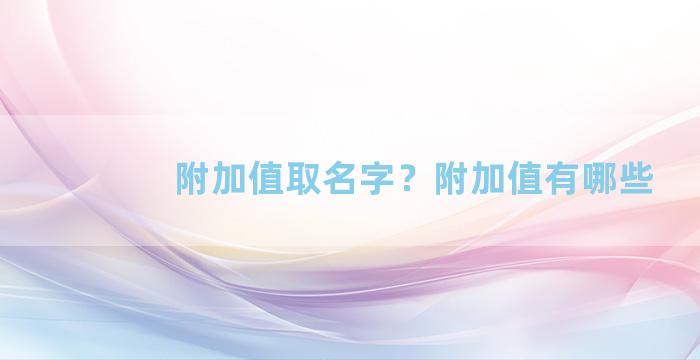 附加值取名字？附加值有哪些