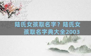 陆氏女孩取名字？陆氏女孩取名字典大全2003