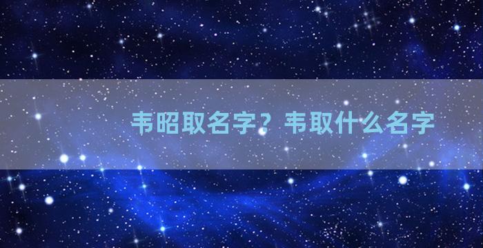 韦昭取名字？韦取什么名字